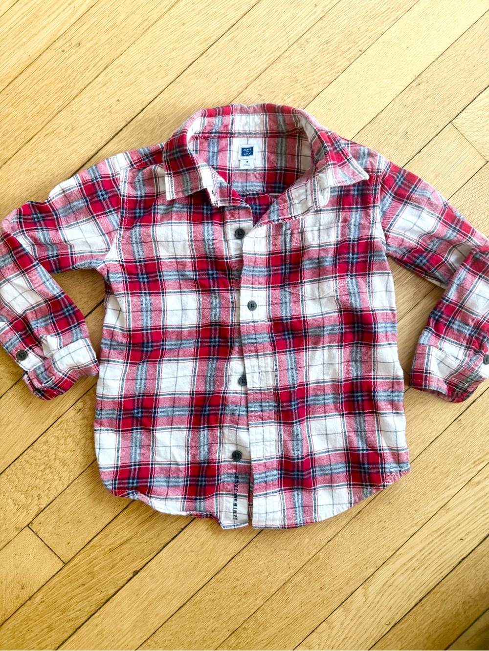 Janie and Jack Red & White Plaid Fall Button-Down Shirt